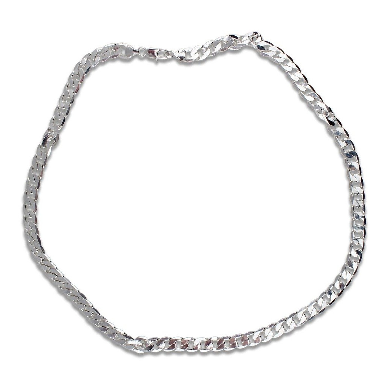 Zobello Silver Color Plated Flat Cuban Link Chain Necklace