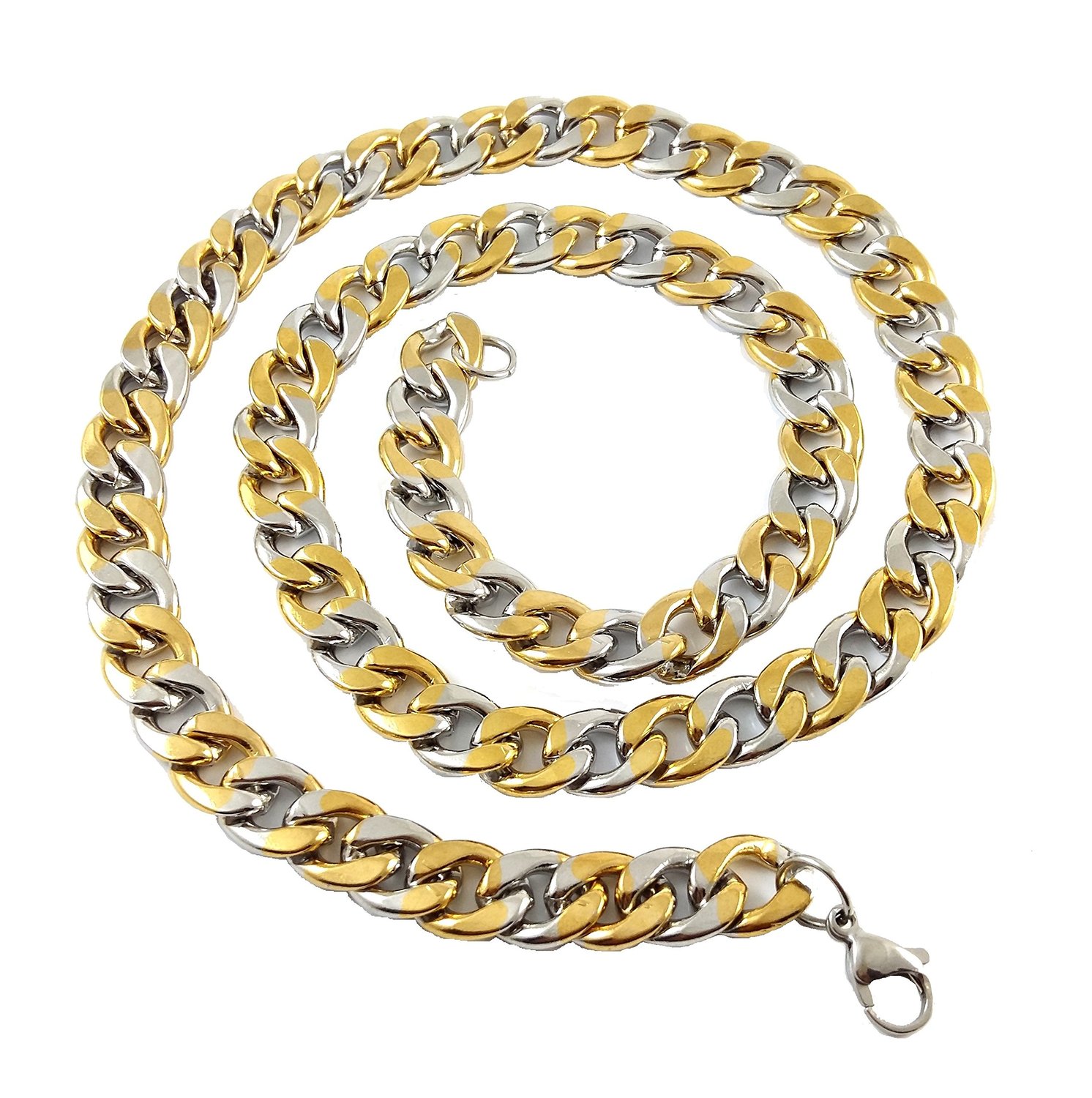 Ammvi Creations 23.5'' Cuban Links Two-Tone Luxury Thick and Broad Necklace for Men