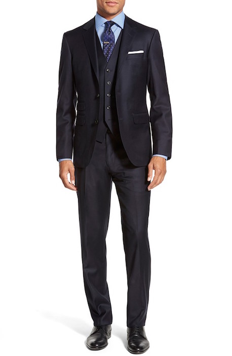 Strong Suit 'Claymore Trim Fit Solid Wool Three-Piece Suit