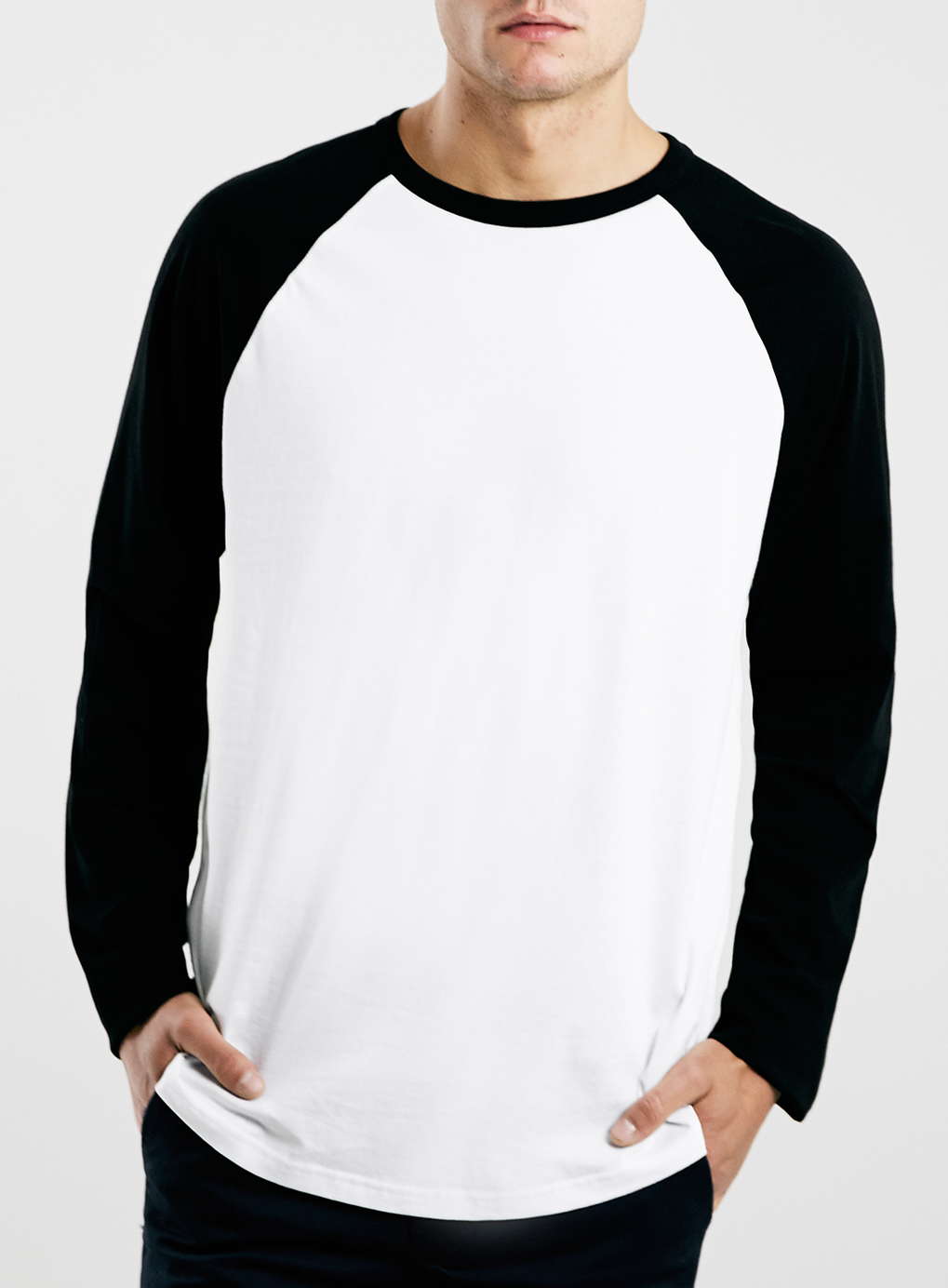 White/Black Contrast Raglan Long Sleeve T-Shirt