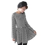 Women Hearts Pattern Long Sleeves Casual Skater Dress