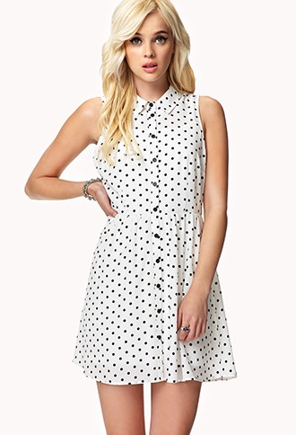 black polka dot shirt dress