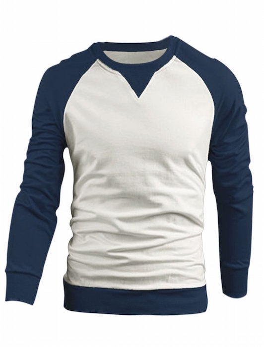 uxcell Men Contrast Color Long Sleeves Casual Sweatshirt