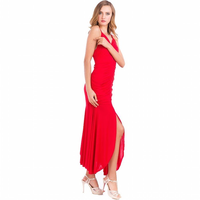 Lady Sexy Dance Skirt Back Strips Long Dress Cocktail Party