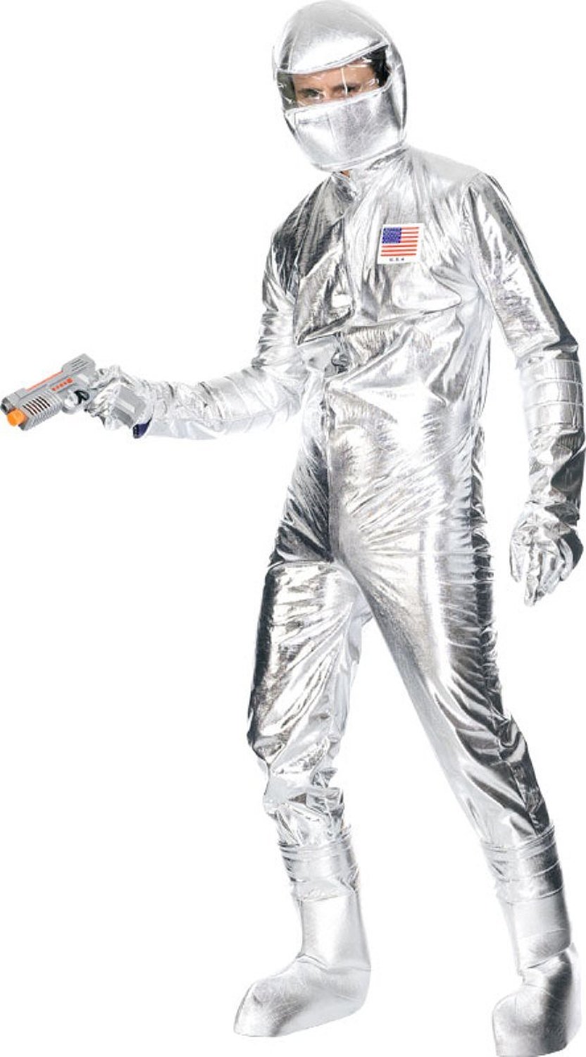 Smiffy's Men's Spaceman Costume With Jumpsuit Hood Gloves And Boot Covers 