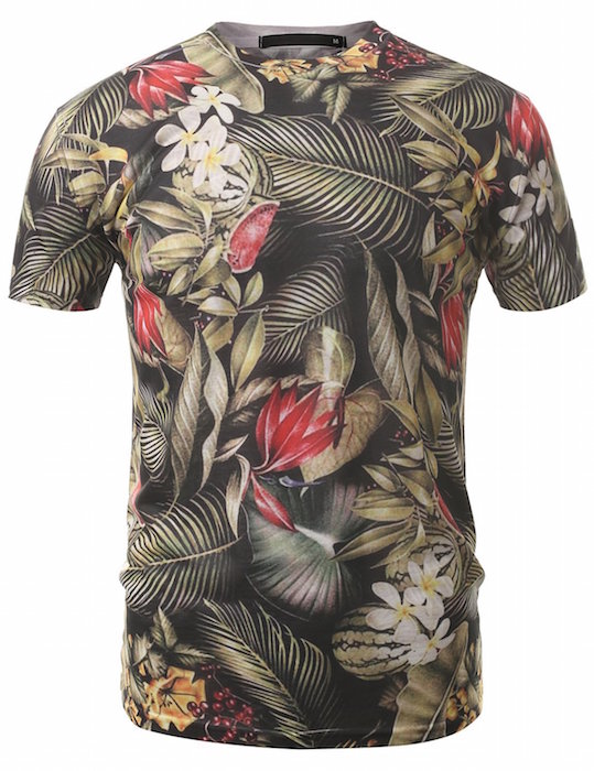 IDARBI Mens Short Sleeve Floral Print T-Shirt