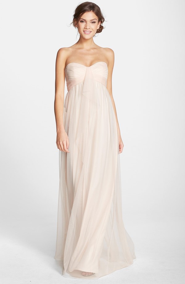 Amsale Drape Strapless Tulle Gown