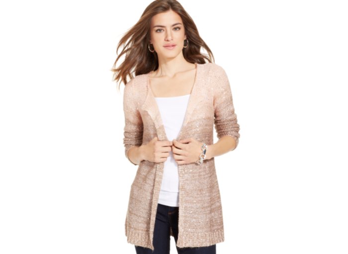 NY Collection Petite Ombre Sequin Duster Cardigan  
