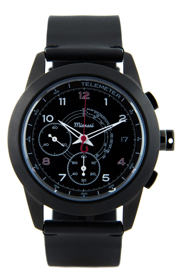 Miansai 'M1 Noir Classic' Automatic Chronograph Leather Strap Watch, 39mm (Online Only)