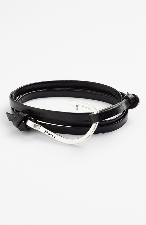 Miansai Silver Hook Leather Bracelet