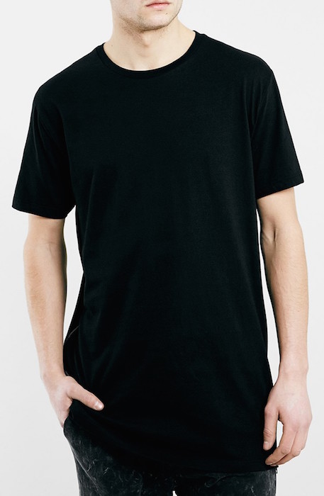 Topman Longline T-Shirt with Side Zips