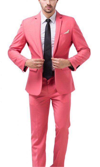 Tsui-Fashion Men's Two-Button Center-Vent Suit Flat-Front Pant