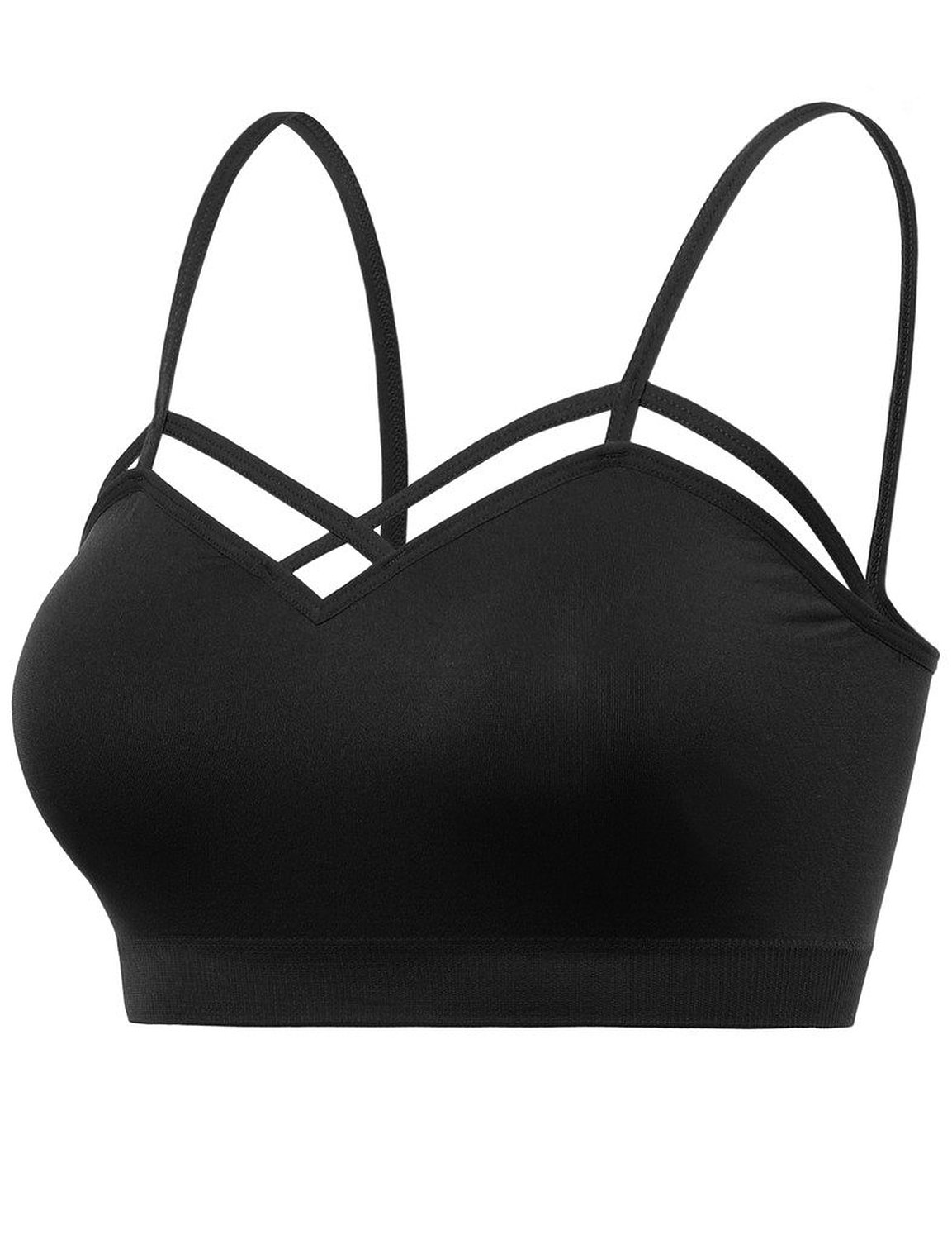 FPT Womens Stretchy Seamless Geometric Peek-a-Boo Cut-Out Bralette