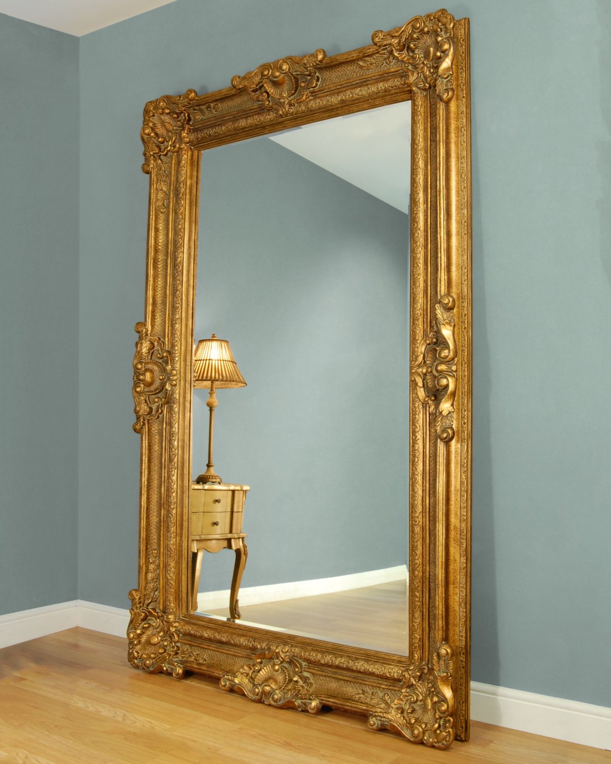 C&M Bridgewater Large Gold Framed Leaner Mirror