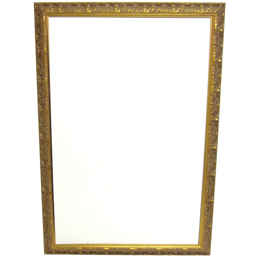 Calis Grand Etched Gold 2.5-Inch Wood Frame Wall Mirror