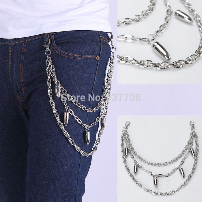 New 2014 Hip Hop Personality Silver Three Twisted Chain Belts