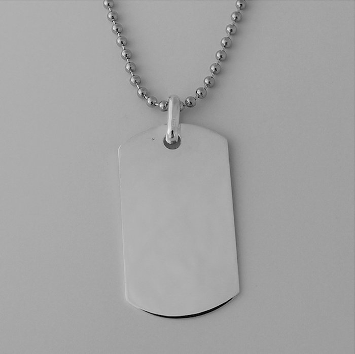 Solid Sterling Silver Dog Tag Pendant on 30\