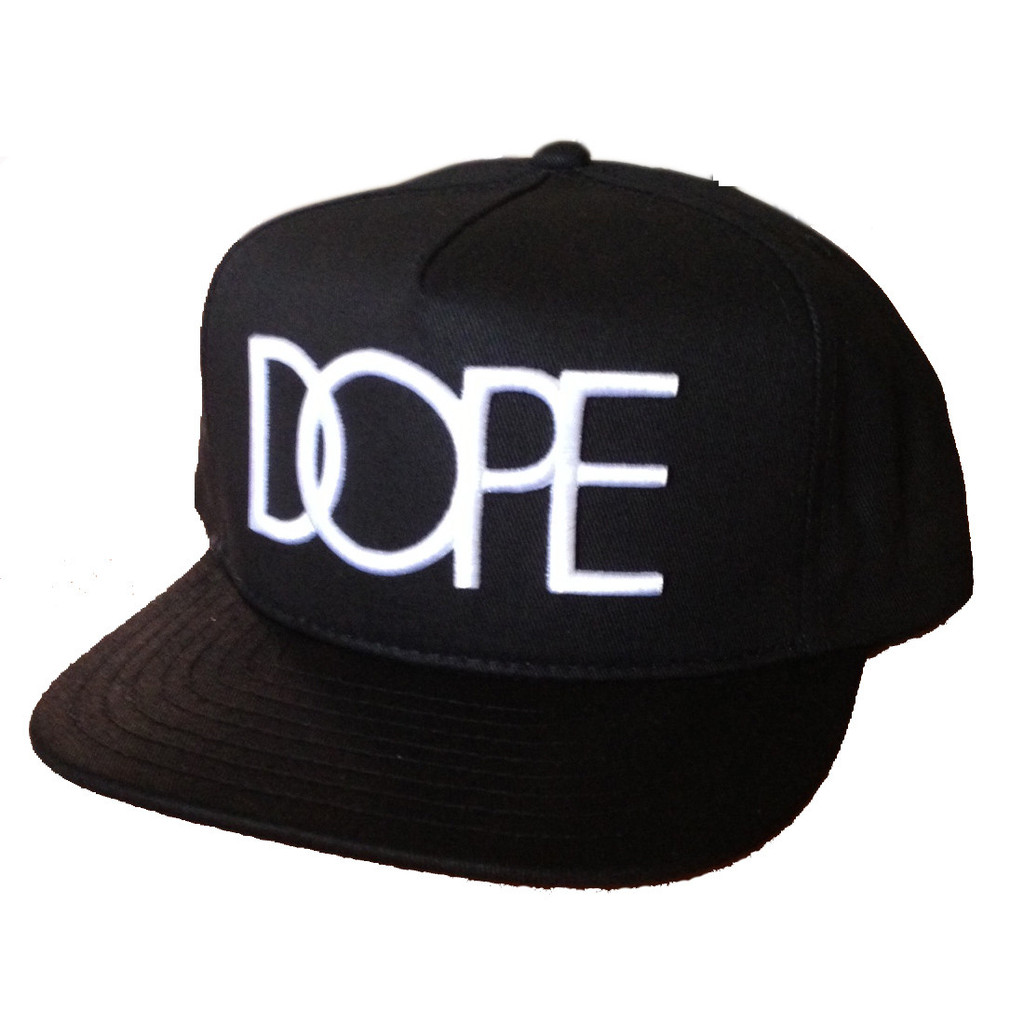 Dope Couture Logo Black and White Snapback Black Cap