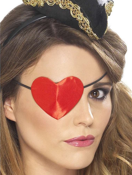 Smiffy's Heart Shaped Pirate Costume Eye Patch: Red