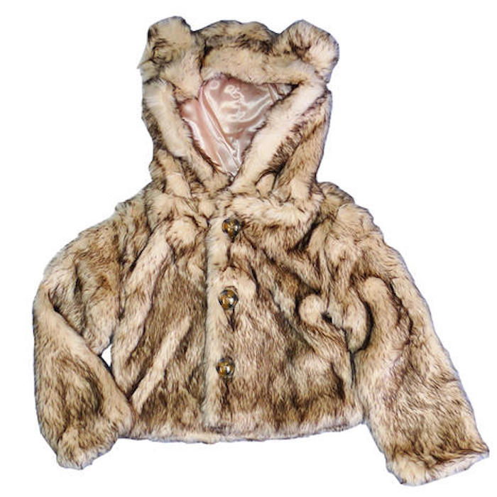 Foxfire for Kids Big Girls Crystal Fox Critter Ears Button Closure Faux Fur Hood Jacket 6-12