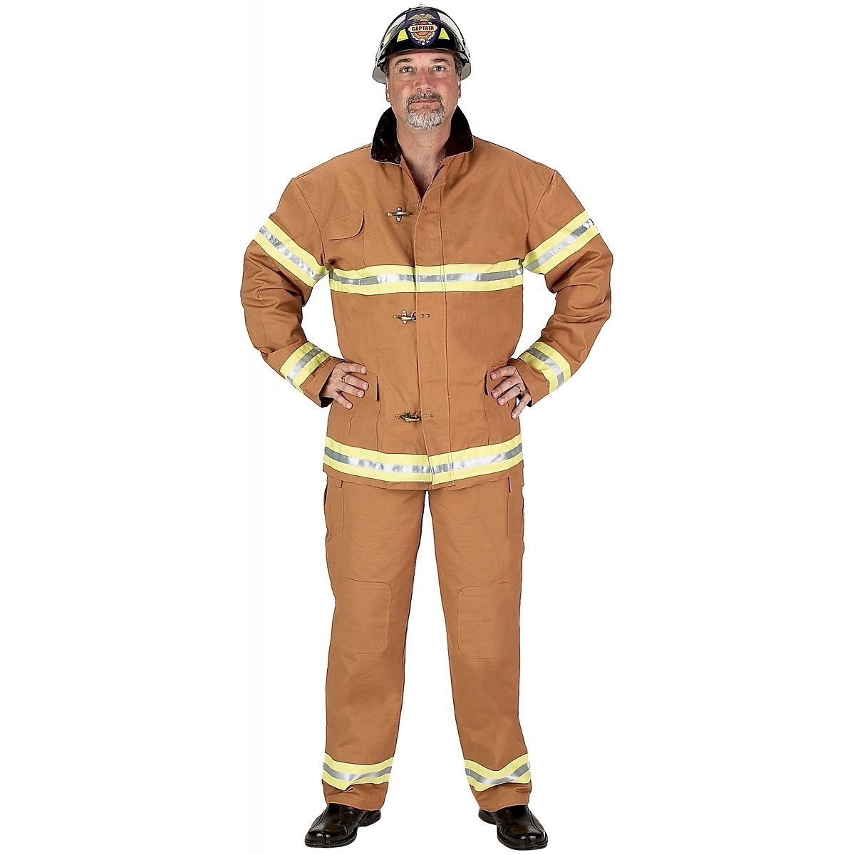 Aeromax Adult Tan Fire Fighter Suit with Helmet