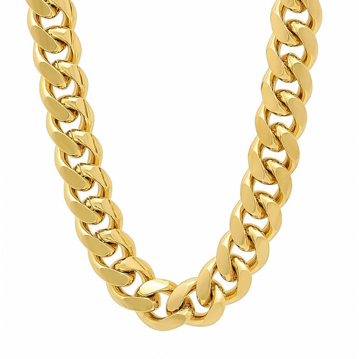 Thug Fashion 11mm Gold Plated Miami Cuban Link Curb Chain Necklace