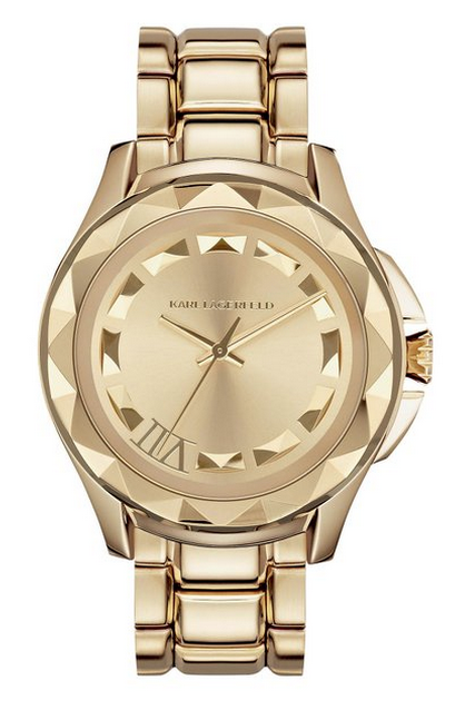 Karl Lagerfeld Unisex Karl 7 Gold Ion-Plated Stainless Steel Bracelet Watch 44mm