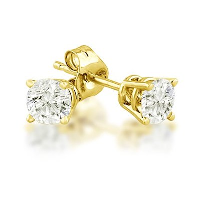1/2ct tw Round Diamond Stud Earrings set in 14K Yellow Gold