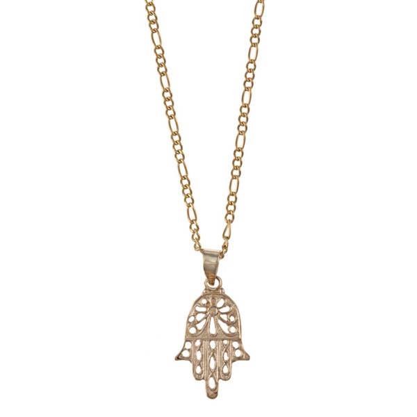 14K Yellow Gold Hamsa Figaro-Chain Necklace