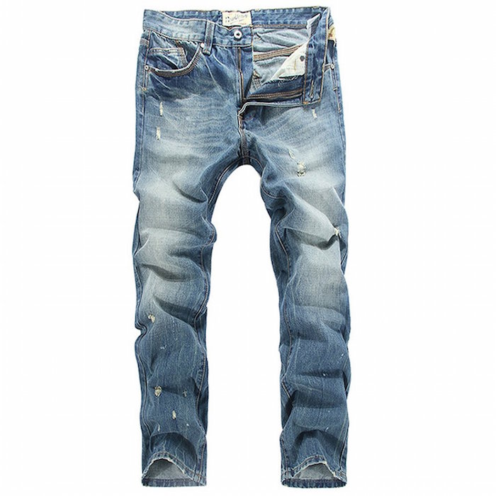 SZAWSL Men's Classic Fashionable Scratch Hole Skinny Trousers Casual Jean Pants