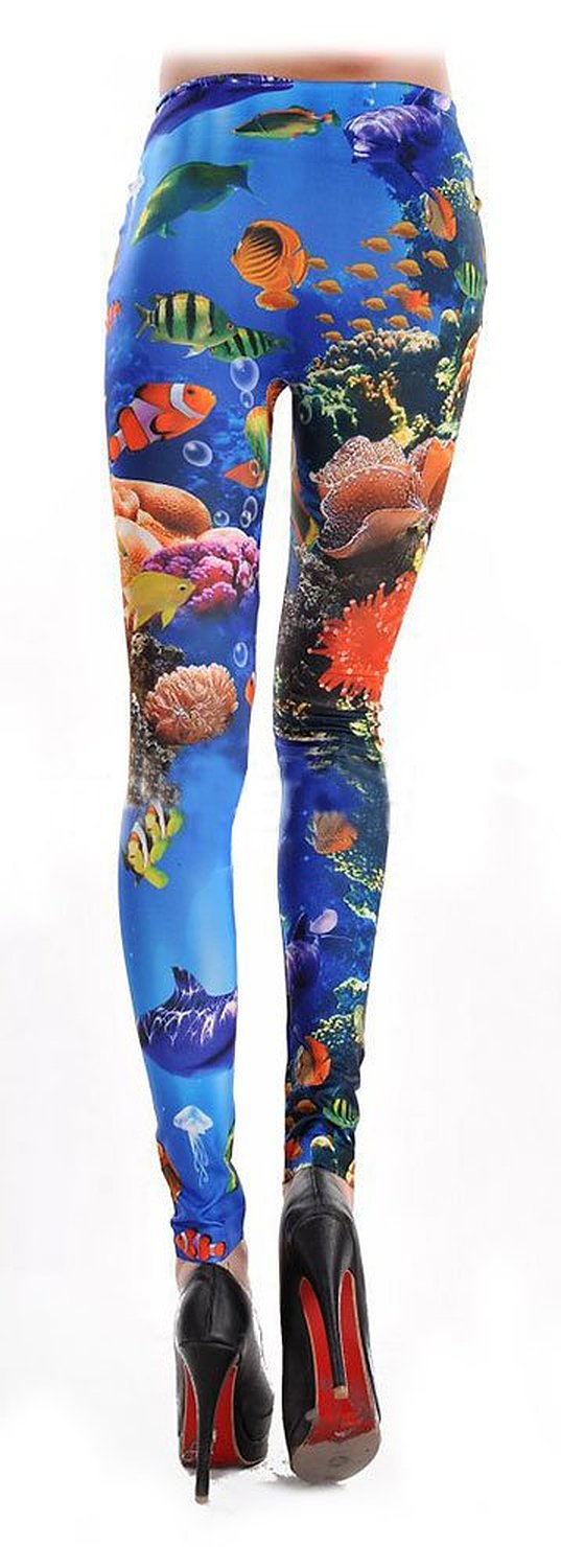 SACAS Sexy Fashion Style Fun Print Color Stretchy Footless leggings S-M