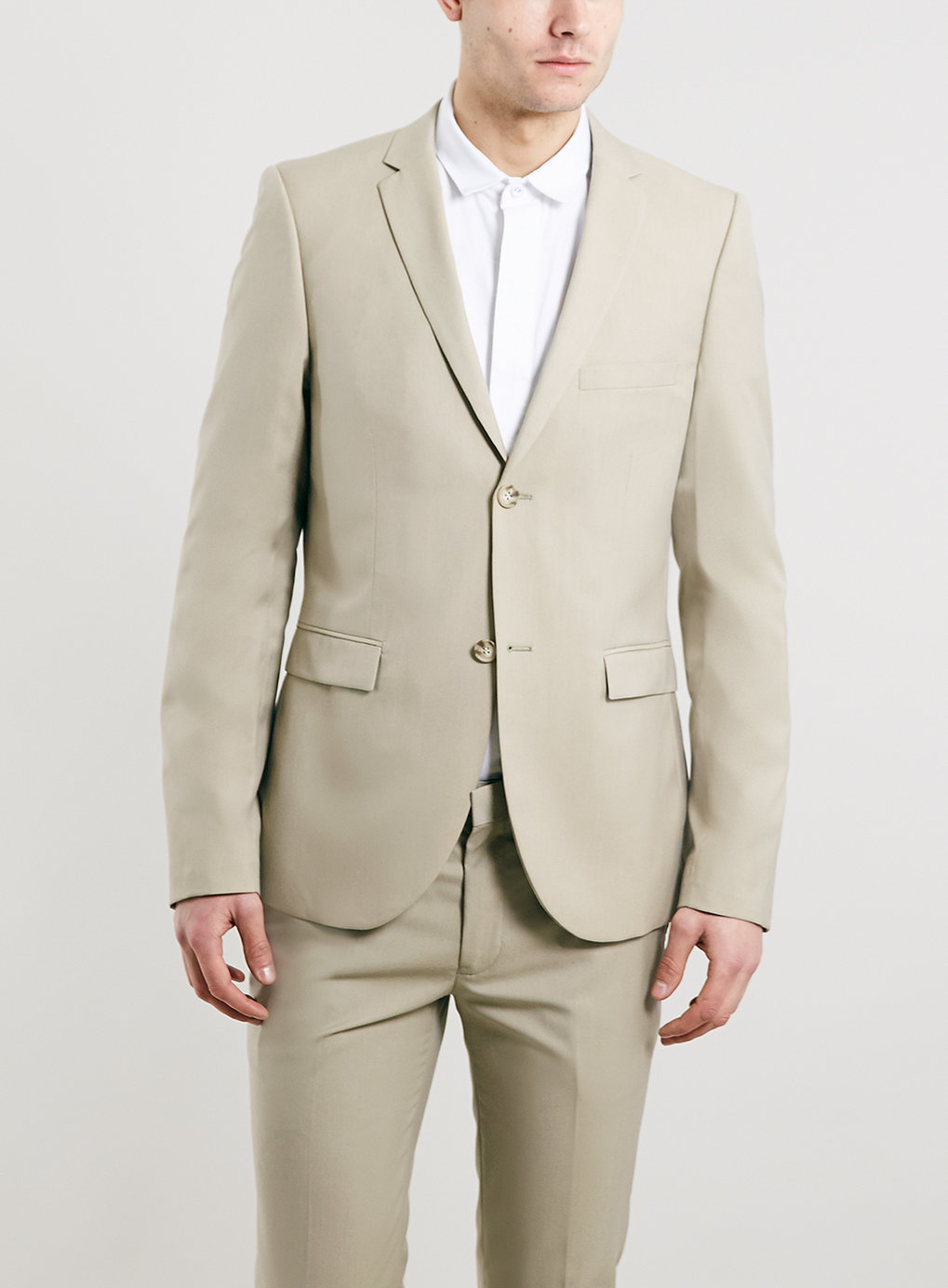 Light Camel Ultra Skinny Fit Suit Jacket | Blingby
