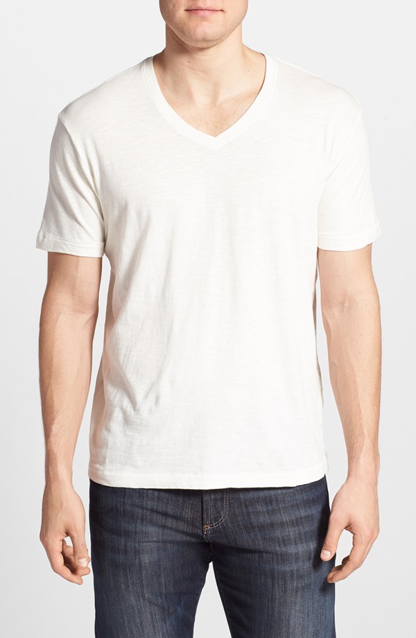 Lucky Brand Cotton V-Neck White T-Shirt | Blingby