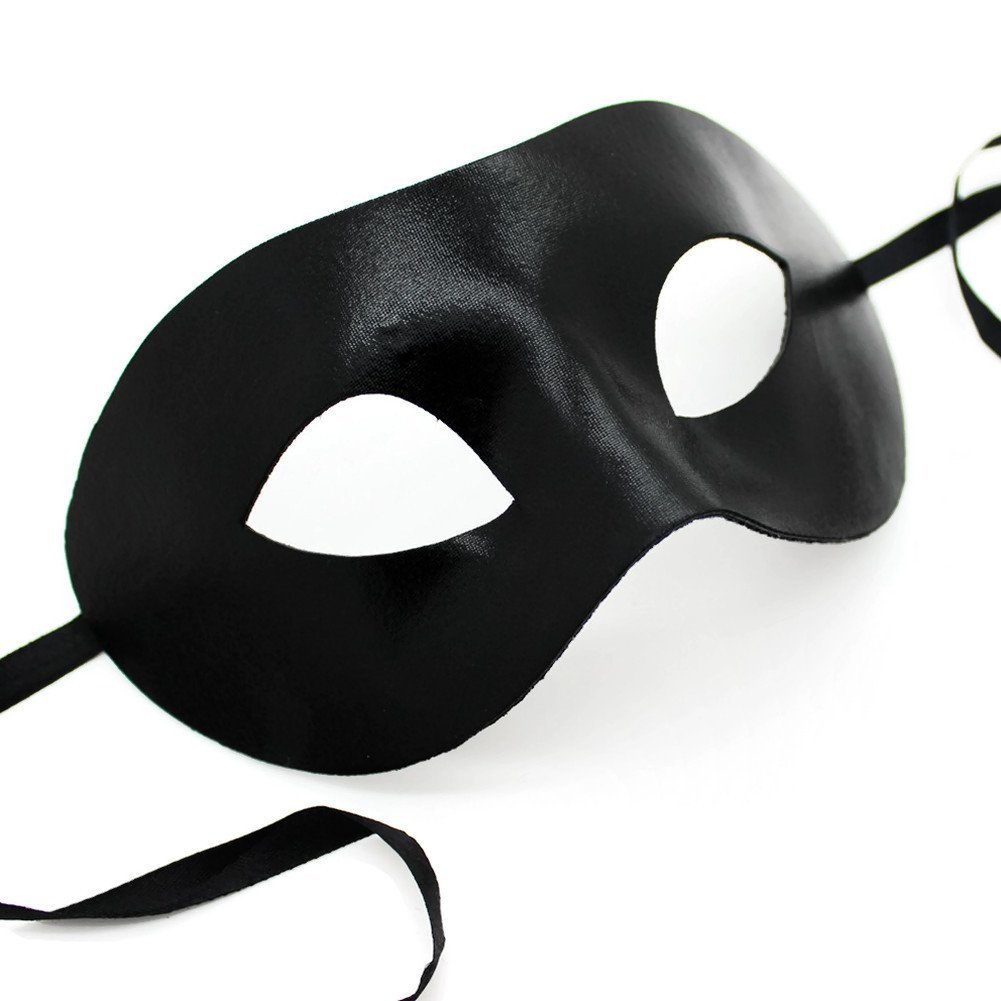Plain - Black Satin - Masquerade Mask - Party Mask - Venetian Mask - Men's - Mens - Unisex