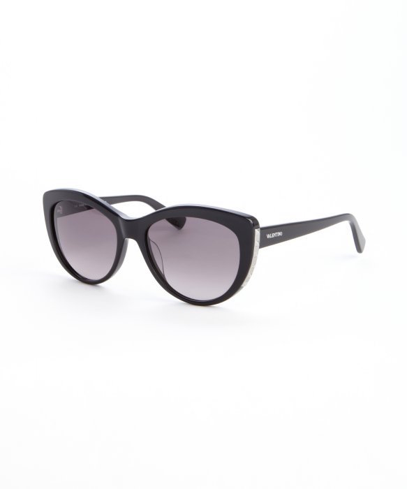 VALENTINO Black Acrylic Cat Eye Pyramid Detail Sunglasses