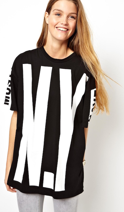 ASOS Oversized T-Shirt with NY Sleeve Print