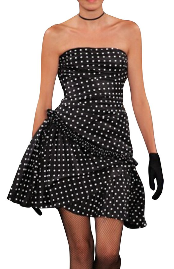 DAPENE Women's Summer Black Polka Dot Strapless Layered Party Homecoming Dress