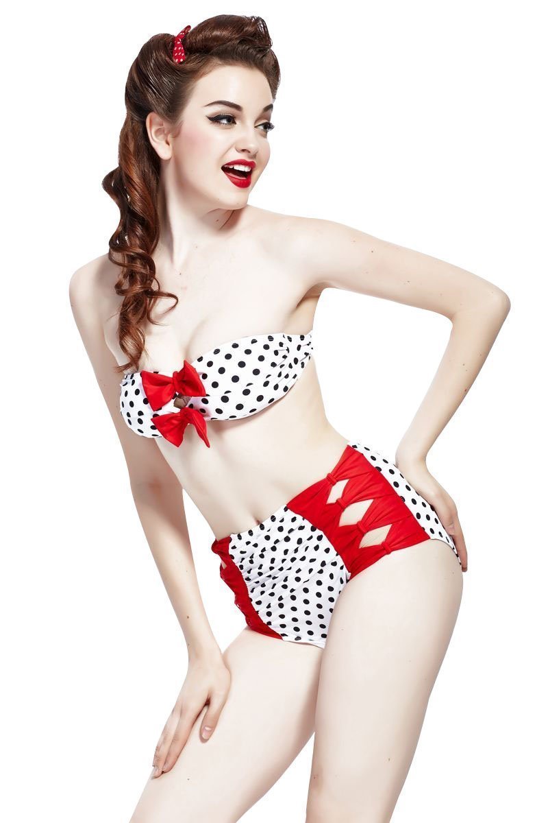 Retro Cutest Swimsuit Swimwear Vintage Pin up High Waist Bikini Set
