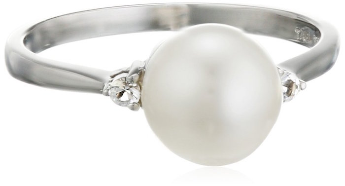 TARA Pearls Natural Color White Freshwater Pearl Ring, Size 7