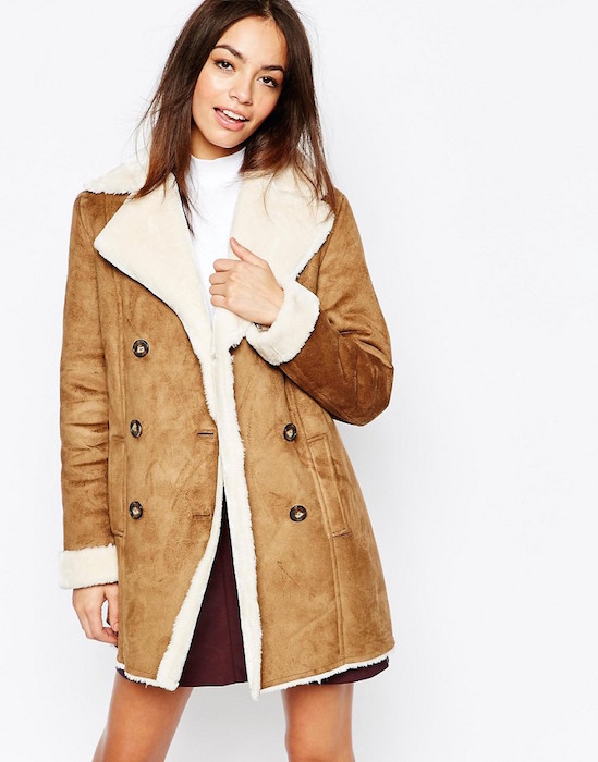 New Look Bonded Faux Sheepskin Coat | Blingby