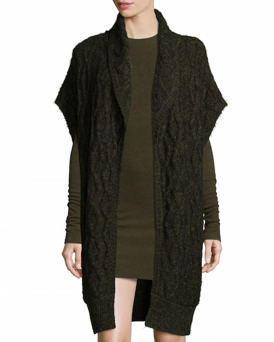 Darryl Oversized Open-Front Sweater, Army Green/Black