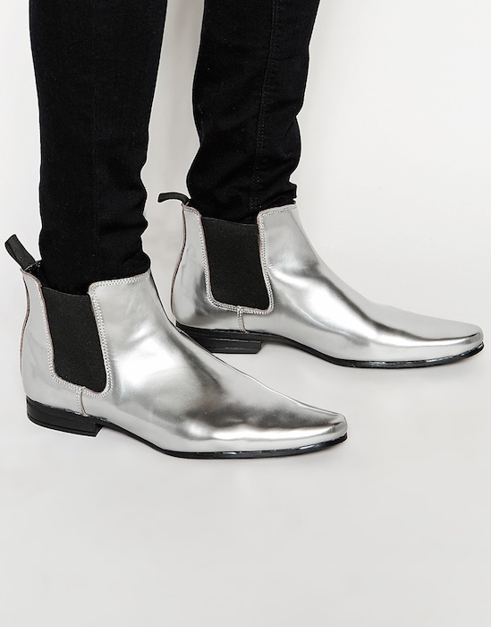 ASOS Chelsea Boots in Metallic Silver