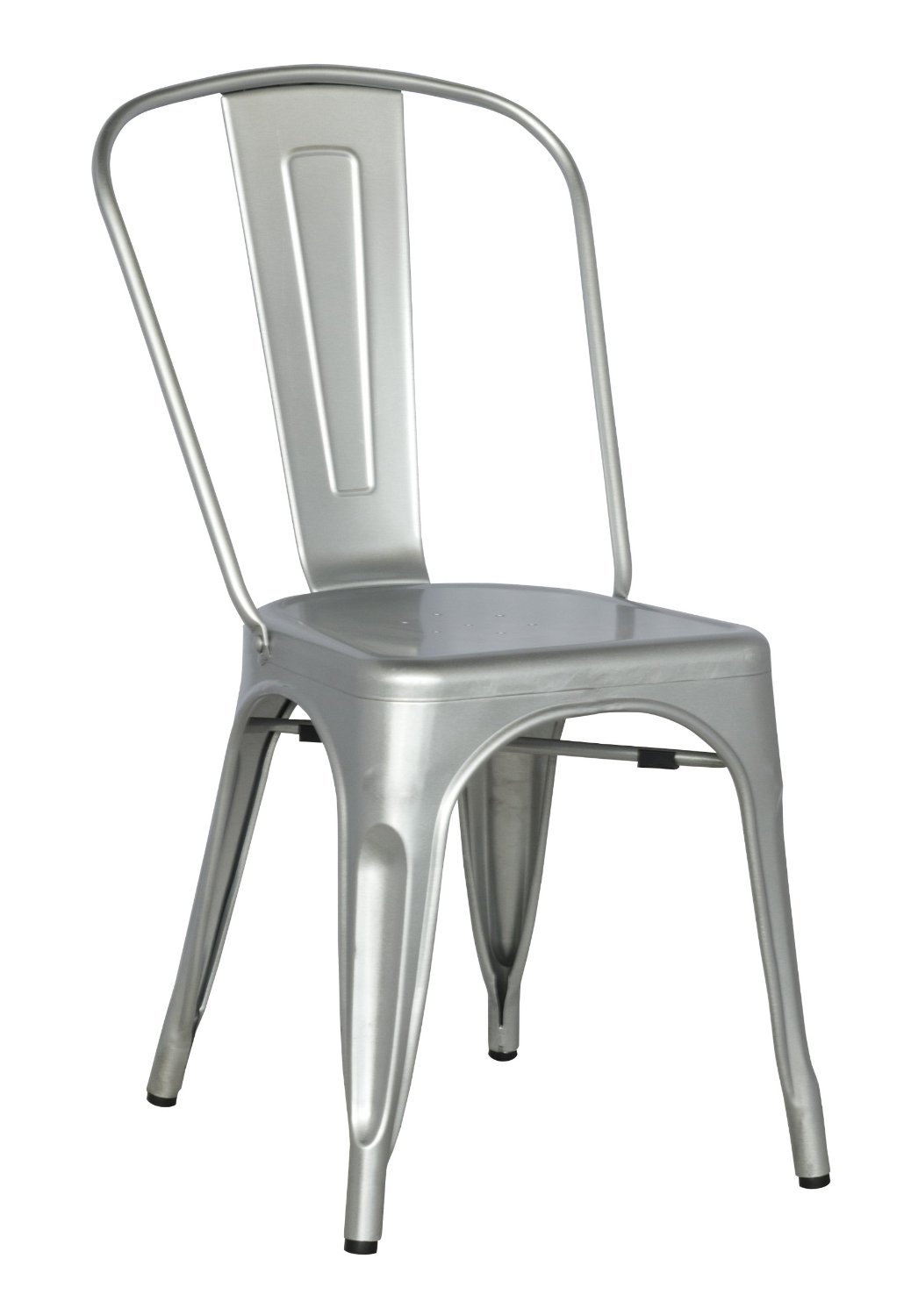 Chintaly Imports Galvanized Steel Side Chair With 5 Stylish Colors, Shiny Silver