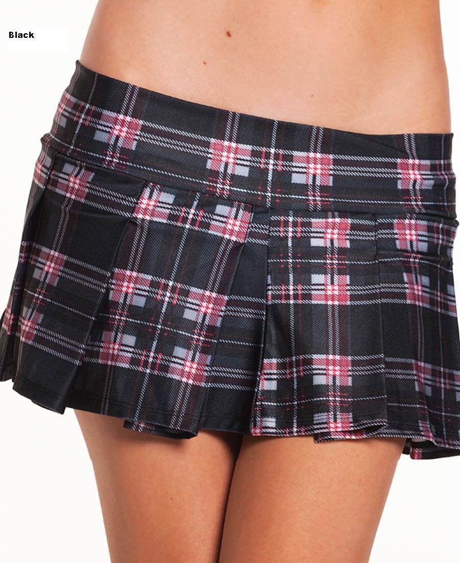 Sexy School Girl Mini Skirt Stretchy in Pleated Plaid