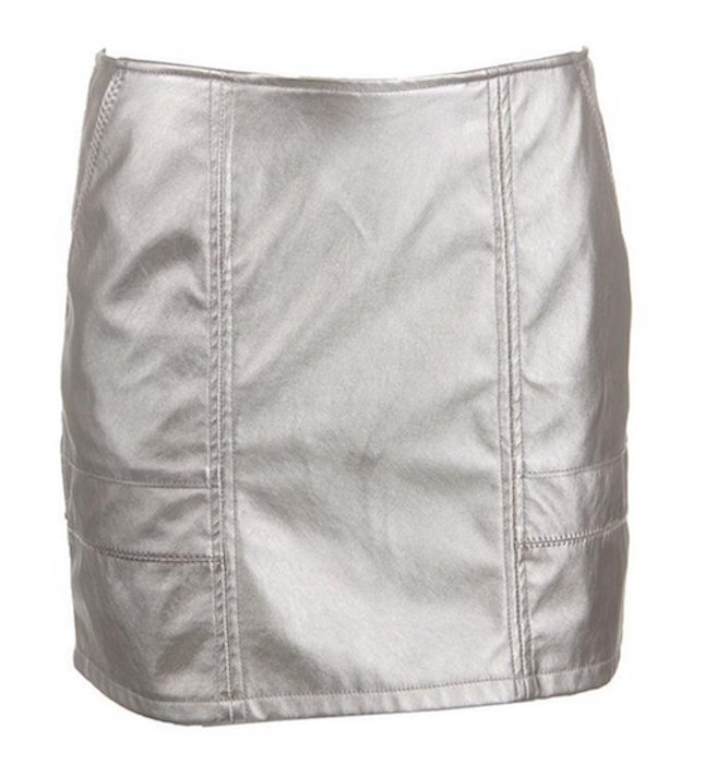 Sanctuary Womens Metallic Faux Leather A-Line Skirt