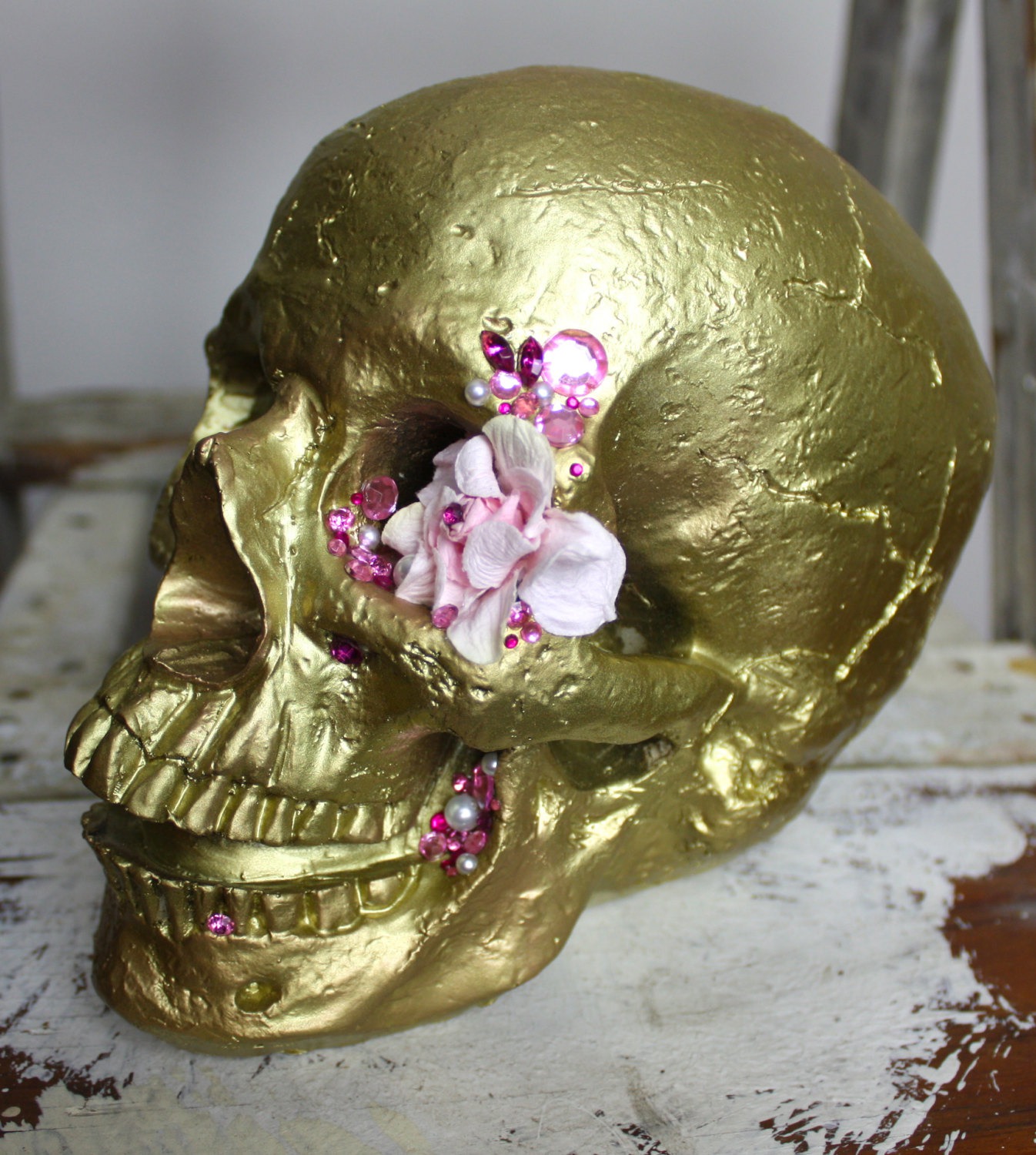 Decorative Skull Gold And Pink