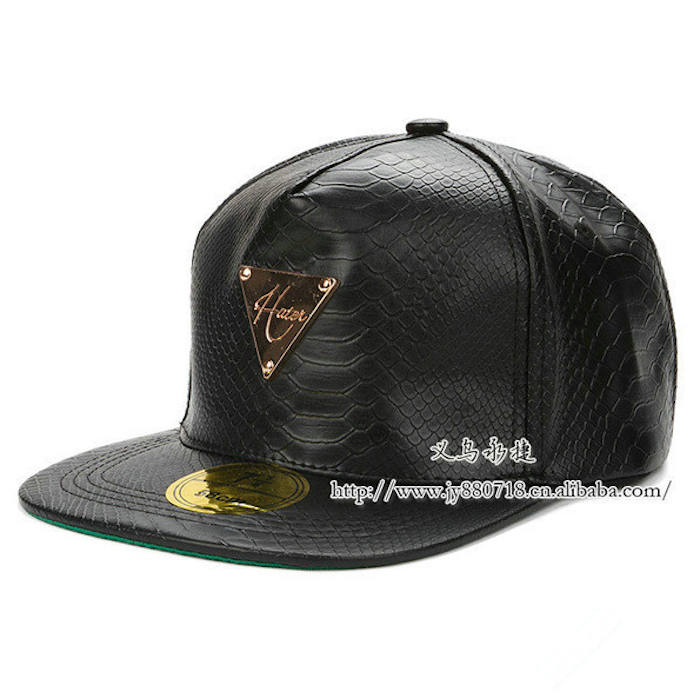 New 2015 Black Luxury Leather Nice Fashion Cool baseball snapcap 