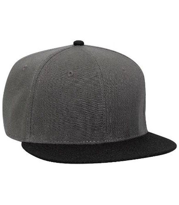 Plain Charcoal Grey / Black Snapback Hat Pro Style