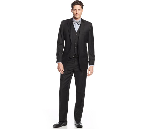 Lauren Ralph Lauren Black Vested Solid Slim-Fit Suit