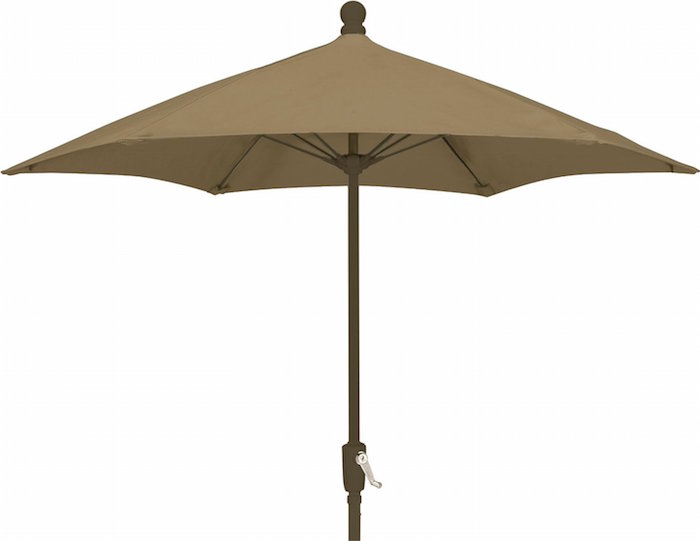 FiberBuilt Umbrellas Fiberglass Rib Terrace Umbrella, 9-Feet Diameter, Beige Canopy and Champagne Bronze Pole